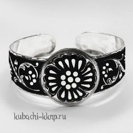 Серебряный жесткий браслет с чернением - БР246