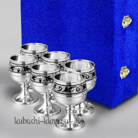 Набор из шести серебряных рюмок - боченков - р00035-6