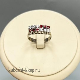 Кольцо дорожка с россыпью фианитов под гранат Забавница - Ag-к-14