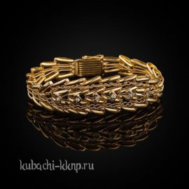 Кубачинский звеньевой браслет в позолоте с камнями плетения Елочка - Ag-бр23