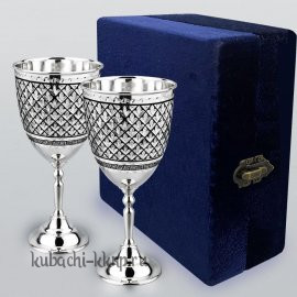 Набор из двух больших серебряных бокалов для вина 