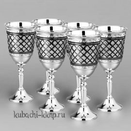 Набор из шести оригинальных рюмок на высокой ножке - р103-6