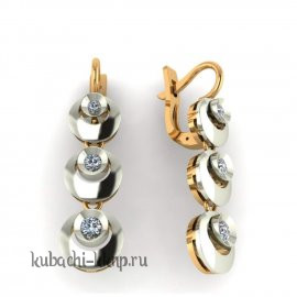 Серьги из золота с тремя глазками - 00053-1e