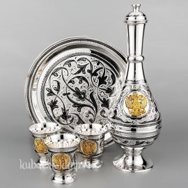 Водочный серебряный сервиз с гербом - вс023
