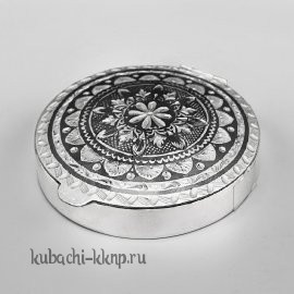 Серебряное ручное зеркальце-пудреница - ПДР06