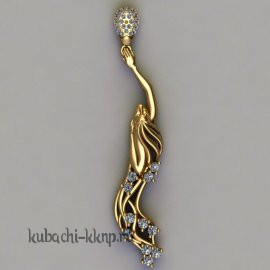 Витой золотой кулон с фианитами - 00066