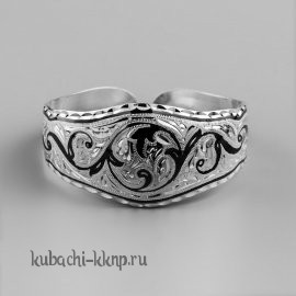 Серебряный браслет Кубачи с тонким орнаментом - БР113