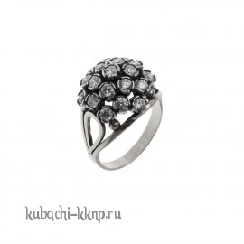 Серебряное кольцо Корзинка с фианитами на каждый день - Ag-к19