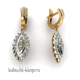 Золотые висячие серьги 