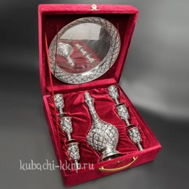 Серебряный водочный набор с лазерной гравировкой - вс8