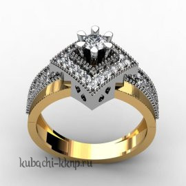 Золотое кольцо с фианитами 