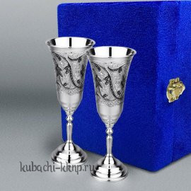 Набор серебряных фужеров на свадьбу «Свадебный-2» - ф00022-2