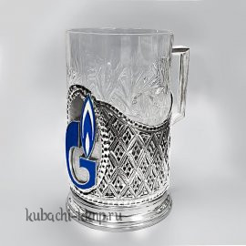 Серебряный подстаканник с гербом Газпрома - пд082