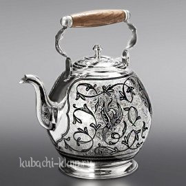 Серебряный большой чайник на плиту - чн0009