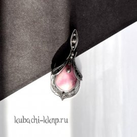 Подвеска женская серебряная на каждый день с родонитом - п1