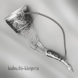 Рог хрустальный с серебряными вставками - РОГ023