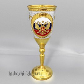 Серебряная рюмка с эмалью и гербом России - р00045