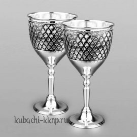 Набор из двух серебряных бокалов для воды или вина - ф00016-2