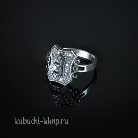 Красивое кольцо кубачи с фианитами - к258