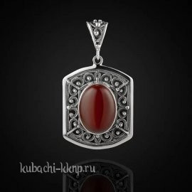 Серебряная подвеска вставка сердолик натуральный - подв1030