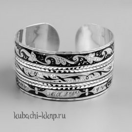 Серебряный браслет Этннический с гравировкой - БР110