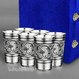 Набор из шести серебряных стаканов на 200 мл - ст012-6