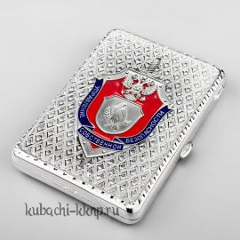 Серебряный портсигар с символикой УСБ  - пдс047усб