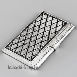 Серебряная визитница «Большой ромб» - vzt022