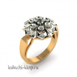 Золотое кольцо с фианитами 
