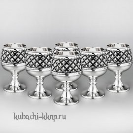 Набор из шести коньячных бокалов из серебра 