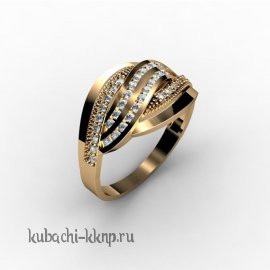 Кольцо из розового золота с фианитами - 00025r