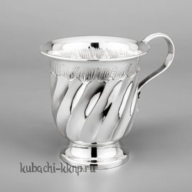 Серебряная кружка «Волна» глянцевая - кр085