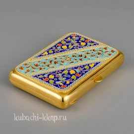 Серебряный портсигар «Финифть» - пдс032