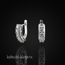 Серебряные серьги с фианитами и английской застежкой Эсмеральда - Ag-с11