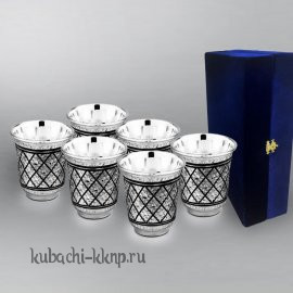 Набор из шести серебряных стопок на 60 мл  - стп079-6