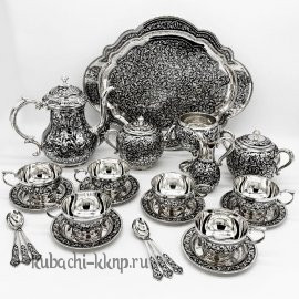 Чайный сервиз из серебра на 6 персон  - чср0026