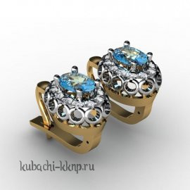 Золотые серьги с цветными фианитами - 00046-5e