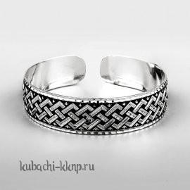 Кубачинский браслет из серебра с тонким греческим орнаментом - БР220