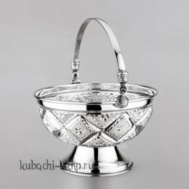 Серебряная конфетница с ручкой 