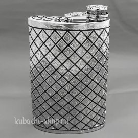 Солидная серебряная фляга с геометрическим орнаментом - ФЛ140