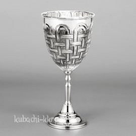 Серебряный фужер для вина на высокой ножке 