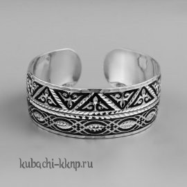 Серебряный браслет Кубачи с рисунком в народном стиле - БР159