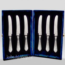 Набор десертный серебряных ножей 