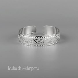 Узкий кубачинский браслет из серебра без чернения - бр209