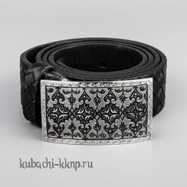 Ремень с серебряной бляхой - рм010