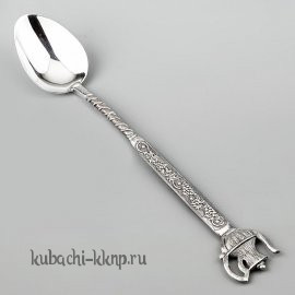Серебряная ложка с красивой ручкой и чайником - л00066