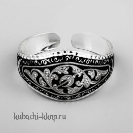 Разноширокий серебряный браслет Кубачи - БР219