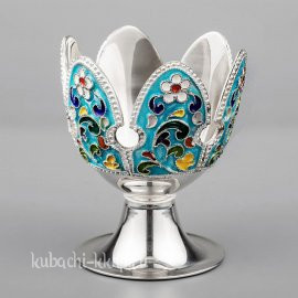 Подставка под яйцо из серебра с эмалью (пашотница) - пш017