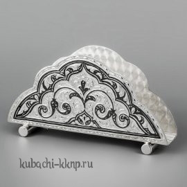 Серебряная салфетница с орнаментом и чернением - сл020