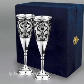 Серебряные бокалы для шампанского - ф0030-2